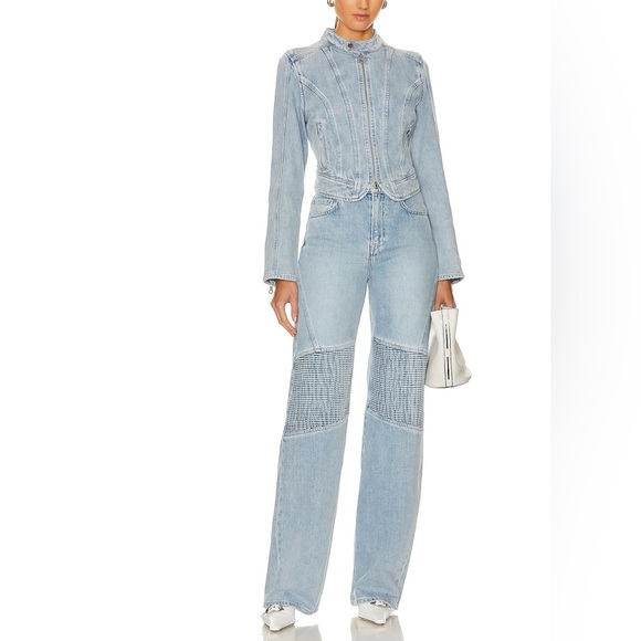 Mariah Wide Leg Racer Jean In Coast Highway Grlfrnd Color: Coast Highway - Picture 4 of 16